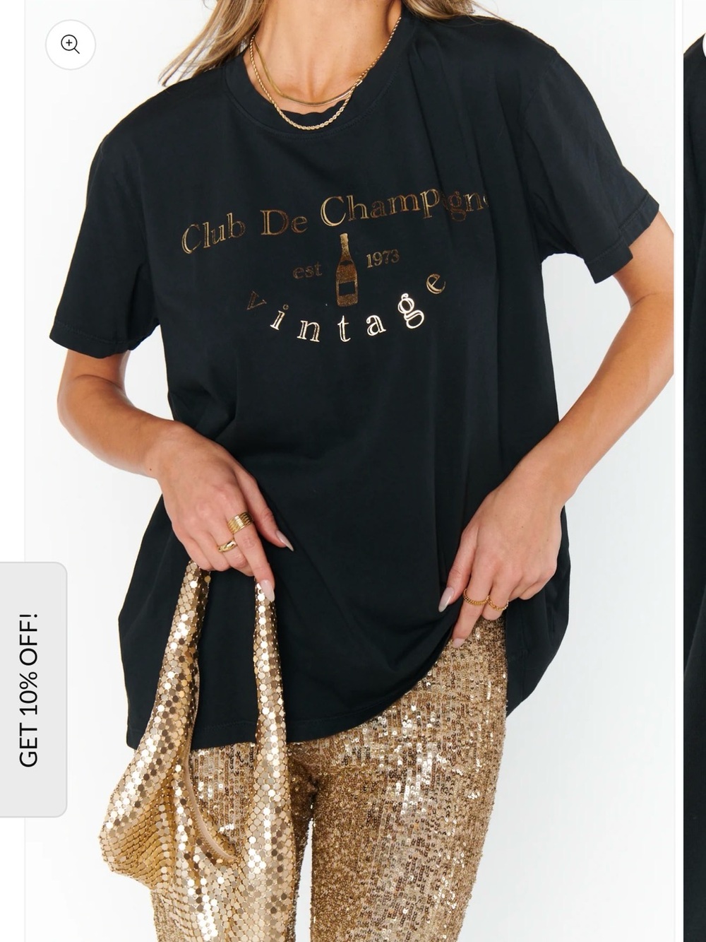Show Me Your MuMu Black Travis Tee with Gold Graphic, medium